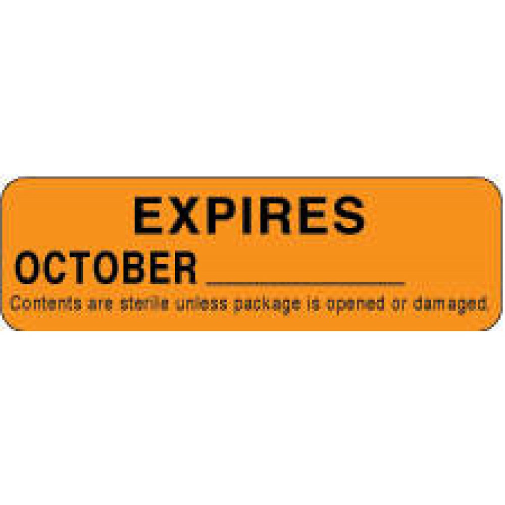 Label Paper Permanent Expires October 2 7/8" X 7/8" Orange 1000 Per Roll