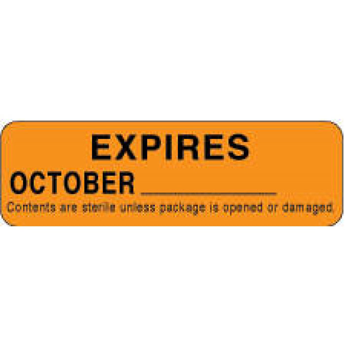 Label Paper Permanent Expires October 2 7/8" X 7/8" Orange 1000 Per Roll