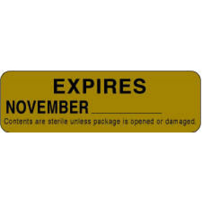 Label Paper Permanent Expires November 2 7/8" X 7/8" Gold 1000 Per Roll