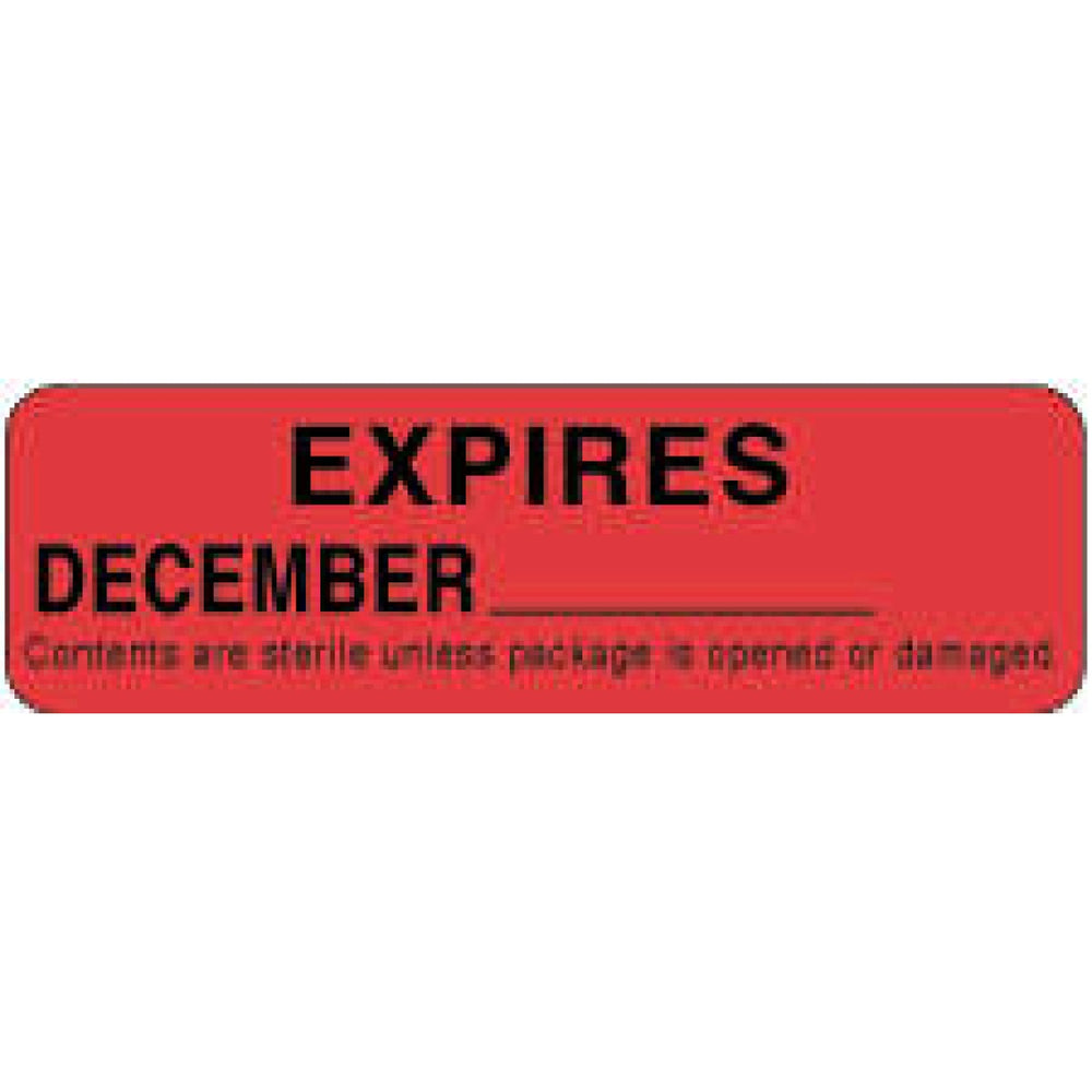 Label Paper Permanent Expires December 2 7/8" X 7/8" Red 1000 Per Roll