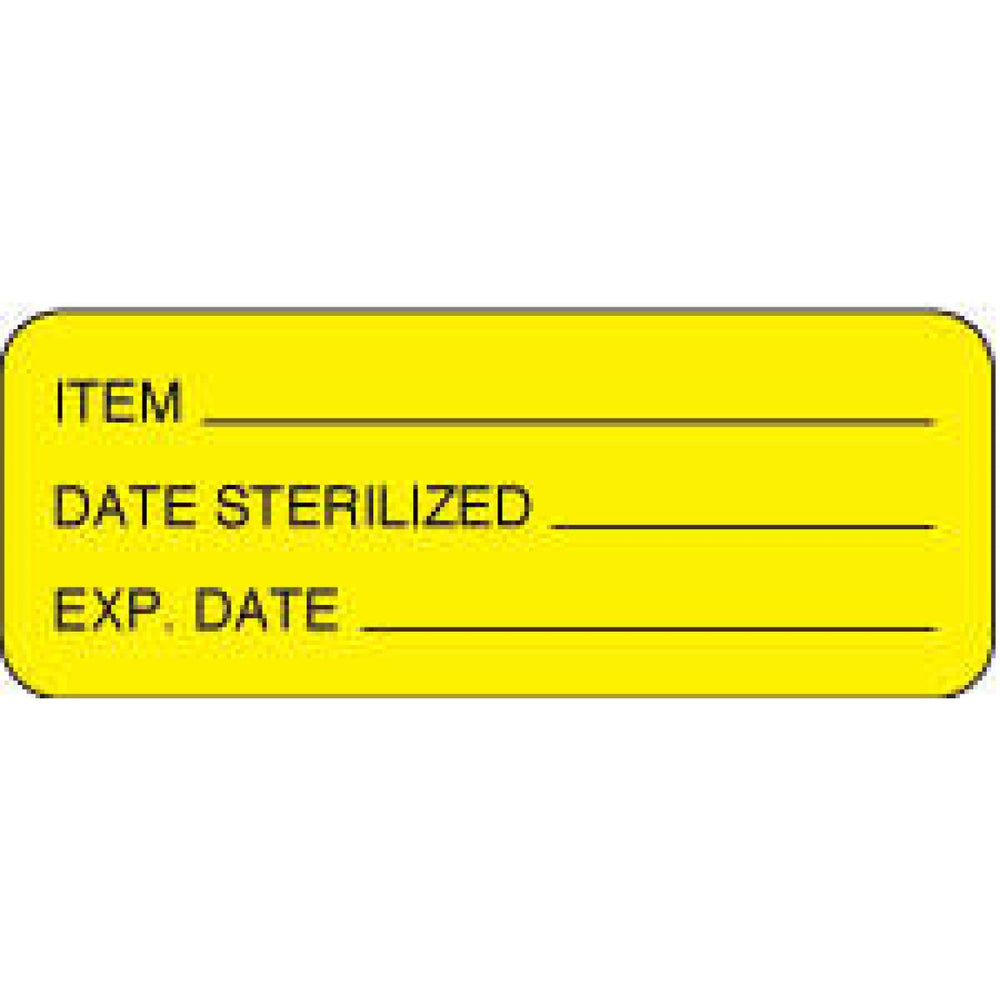 Label Paper Removable Item ___ Date Ster 2 1/4" X 7/8" Yellow 1000 Per Roll