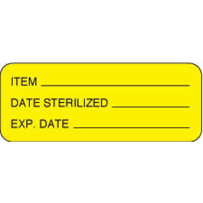 Label Paper Removable Item ___ Date Ster 2 1/4" X 7/8" Yellow 1000 Per Roll