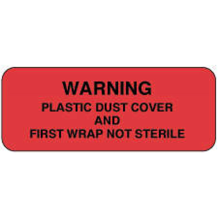 Label Paper Permanent Warning Plastic Dust 2 1/4" X 7/8" Fl. Red 1000 Per Roll