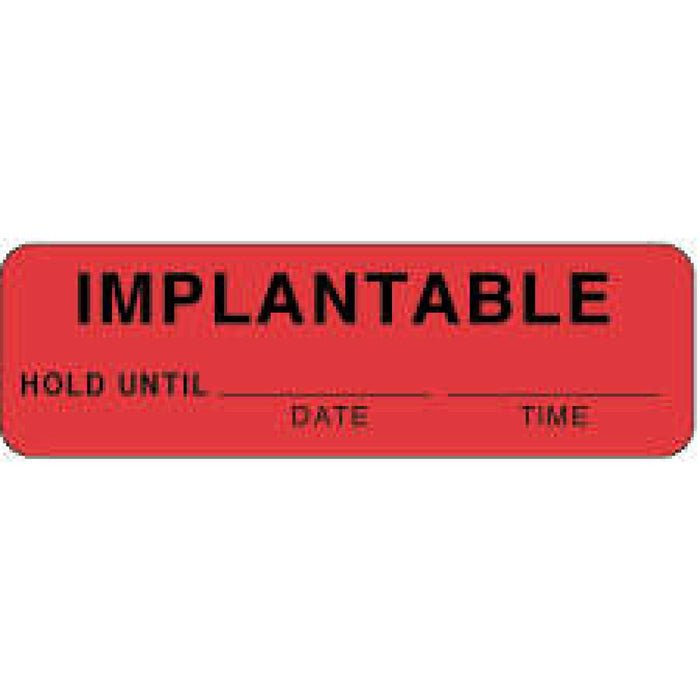 Label Paper Removable Implantable Hold 2 7/8" X 7/8" Fl. Red 1000 Per Roll