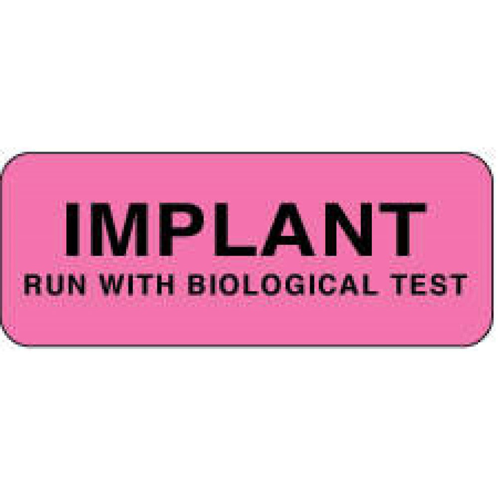 Label Paper Permanent Implant Run With 2 1/4" X 7/8" Fl. Pink 1000 Per Roll