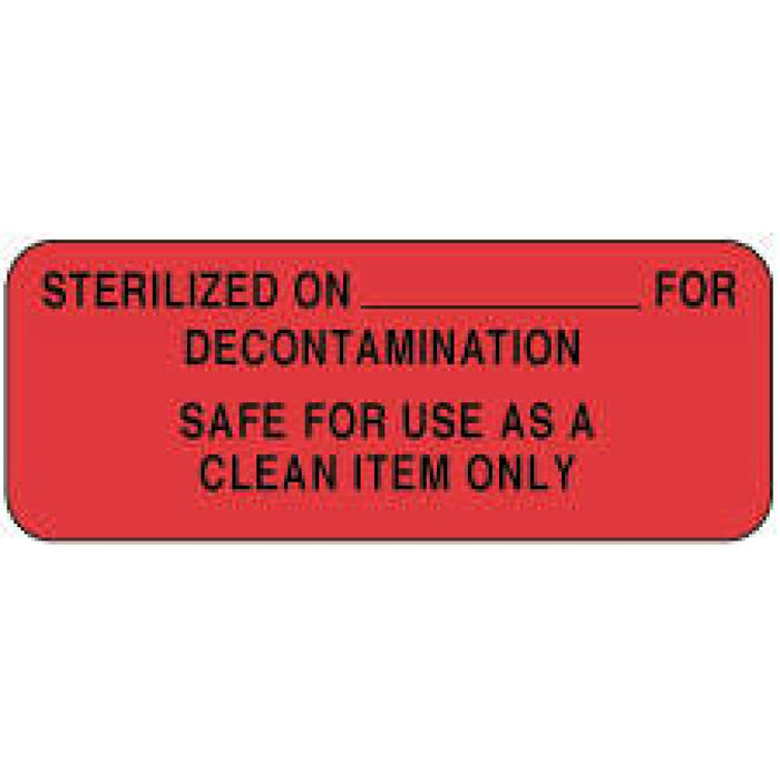 Label Paper Removable Sterilized On 2 1/4" X 7/8" Fl. Red 1000 Per Roll