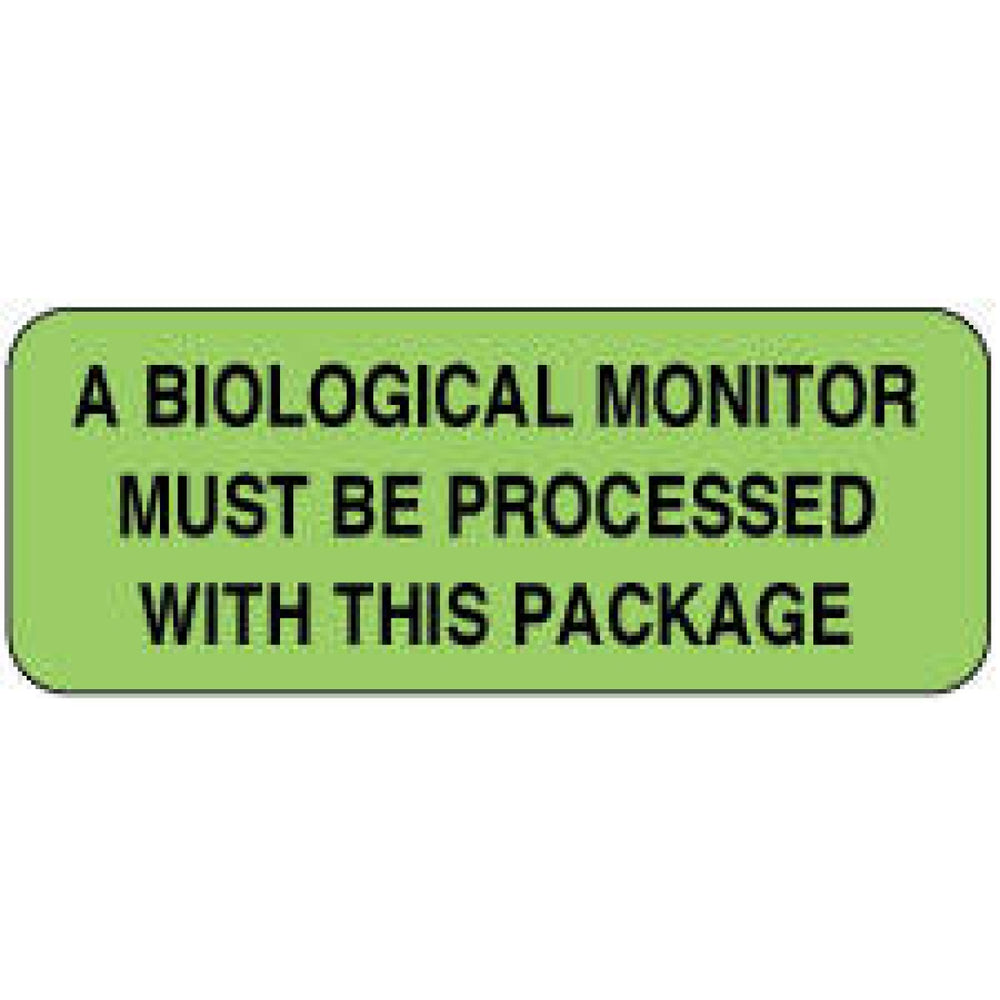 Label Paper Removable A Biological Monitor 2 1/4" X 7/8" Fl. Green 1000 Per Roll