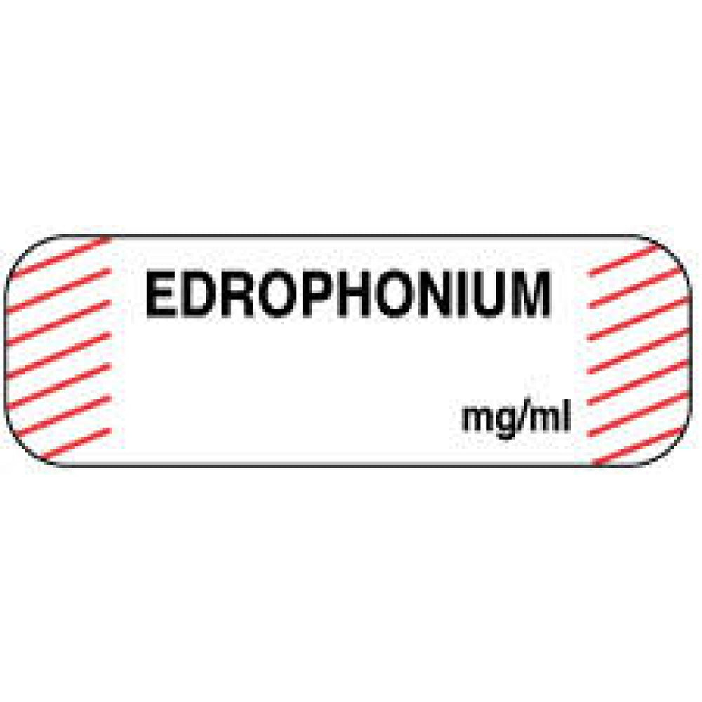 Anesthesia Label Paper Permanent Edrophonium Mg/Ml 1 1/2" X 1/2" White With Fl. Red 1000 Per Roll