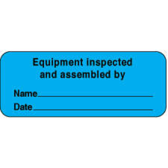 Label Paper Removable Equipment Inspected 2 1/4" X 7/8" Blue 1000 Per Roll