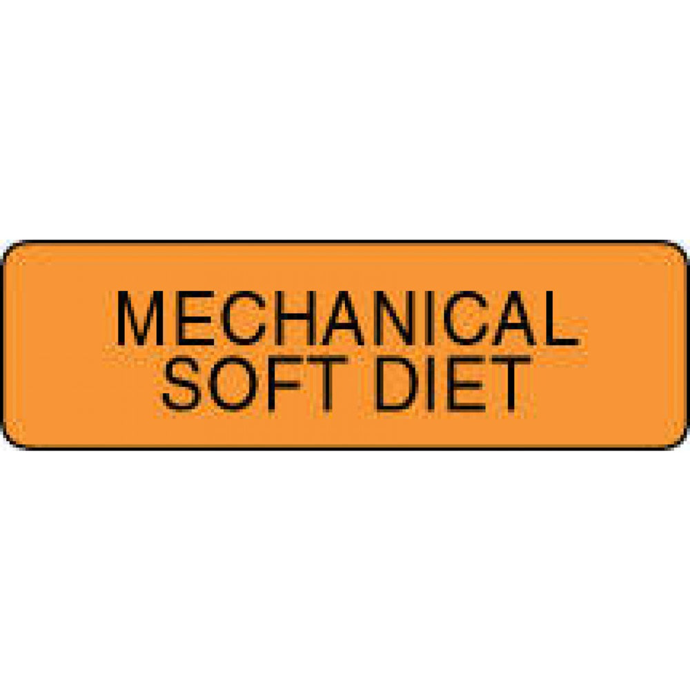 Label Paper Permanent Mechanical Soft Diet 1 1/4" X 3/8" Fl. Orange 1000 Per Roll