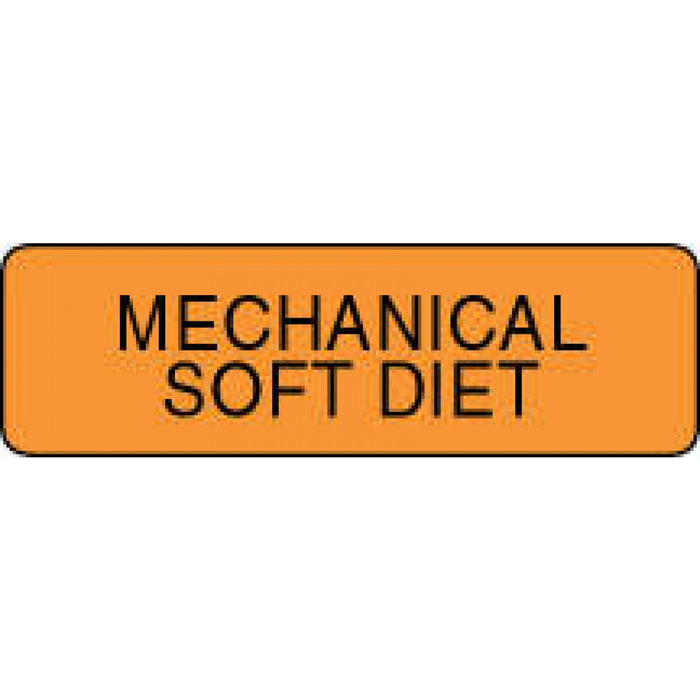 Label Paper Permanent Mechanical Soft Diet 1 1/4" X 3/8" Fl. Orange 1000 Per Roll