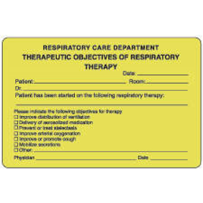 Label Paper Permanent Respiratory Care 4" X 2 5/8" Fl. Yellow 500 Per Roll