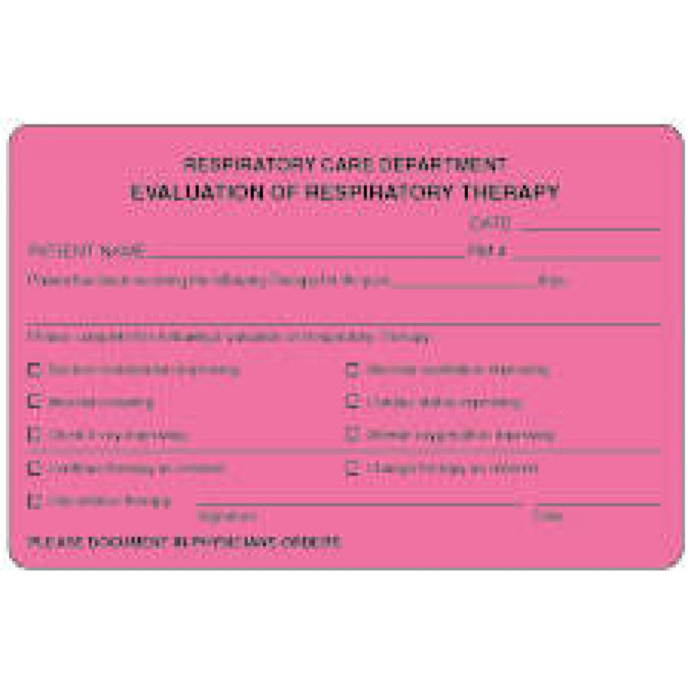 Label Paper Permanent Respiratory Care 4" X 2 5/8" Fl. Pink 500 Per Roll