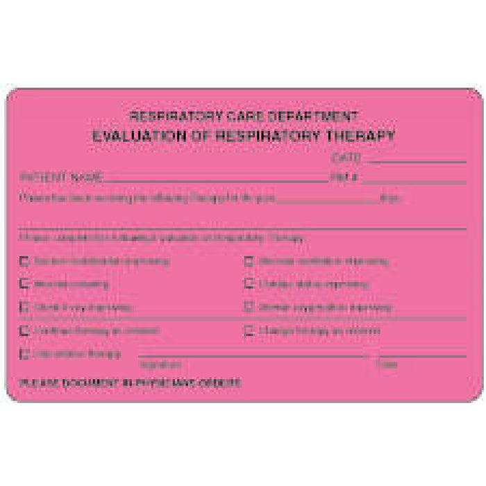 Label Paper Permanent Respiratory Care 4" X 2 5/8" Fl. Pink 500 Per Roll