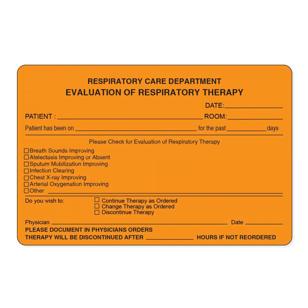 Label Paper Permanent Respiratory Care 4" X 2 5/8" Fl. Orange 500 Per Roll