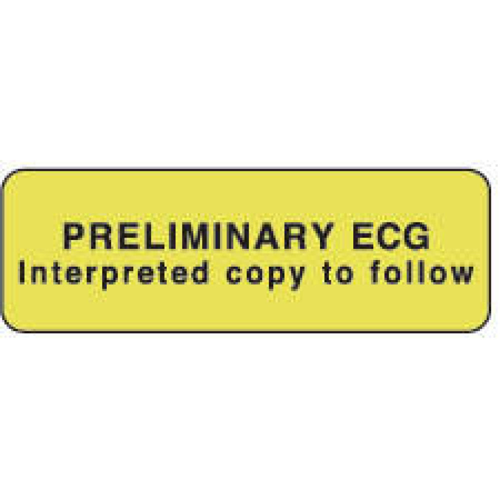 Label Paper Permanent Preliminary Ecg 1 1/2" X 1/2" Fl. Yellow 1000 Per Roll