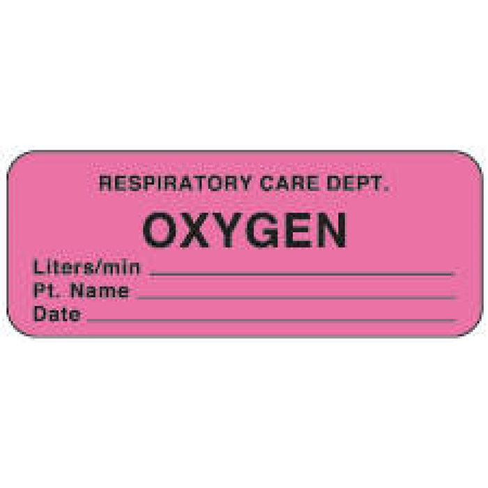 Label Paper Permanent Respiratory Care 2 1/4" X 7/8" Fl. Pink 1000 Per Roll