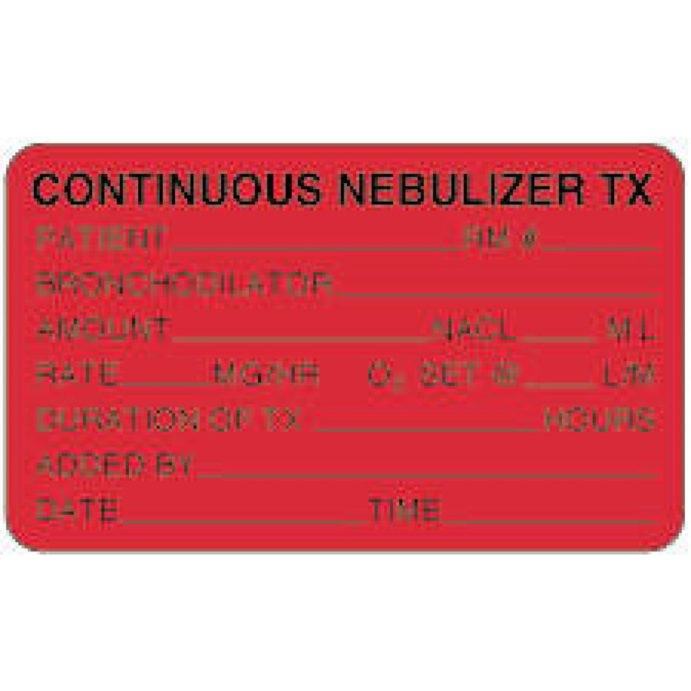 Label Paper Permanent Continuous Nebulizer 2 1/2" X 1 1/2" Fl. Red 1000 Per Roll