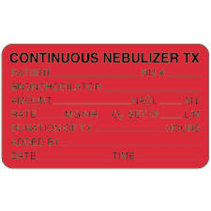 Label Paper Permanent Continuous Nebulizer 2 1/2" X 1 1/2" Fl. Red 1000 Per Roll