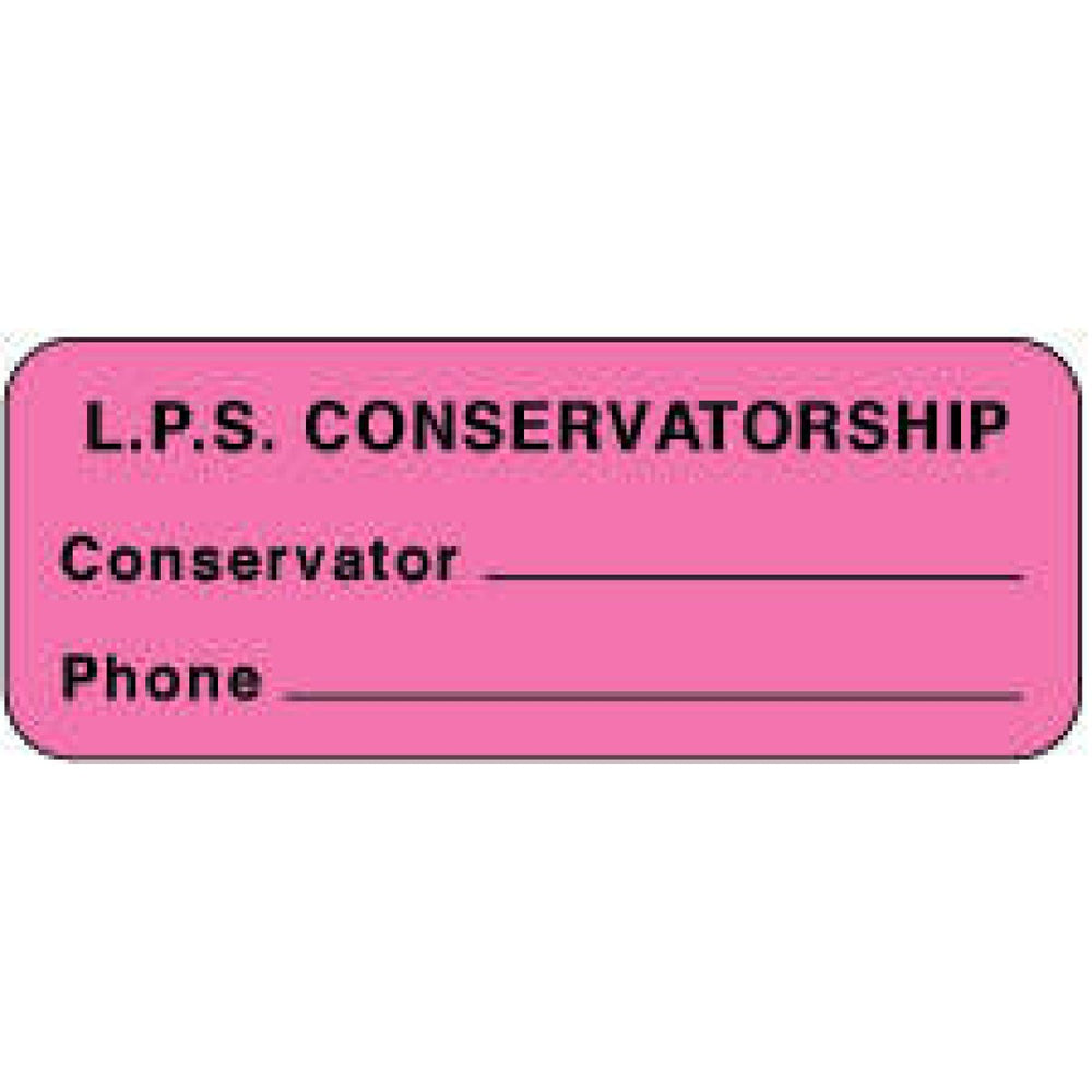 Label Paper Permanent L.P.S Conservatorship 2 1/4" X 7/8" Fl. Pink 1000 Per Roll