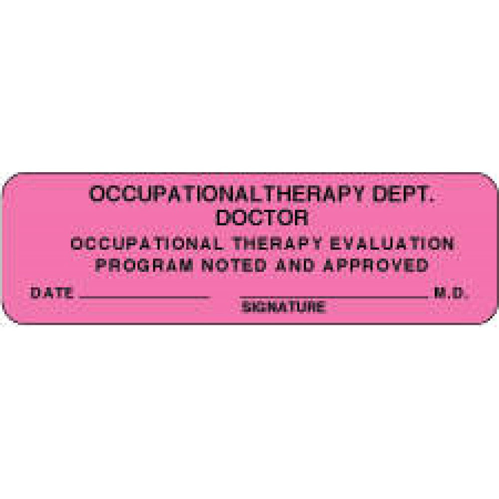 Label Paper Removable Occupational Therapy 2 7/8" X 7/8" Fl. Pink 1000 Per Roll