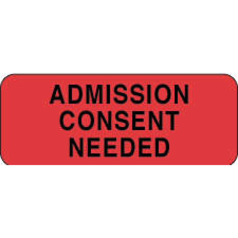 Label Paper Permanent Admission Consent 2 1/4" X 7/8" Fl. Red 1000 Per Roll