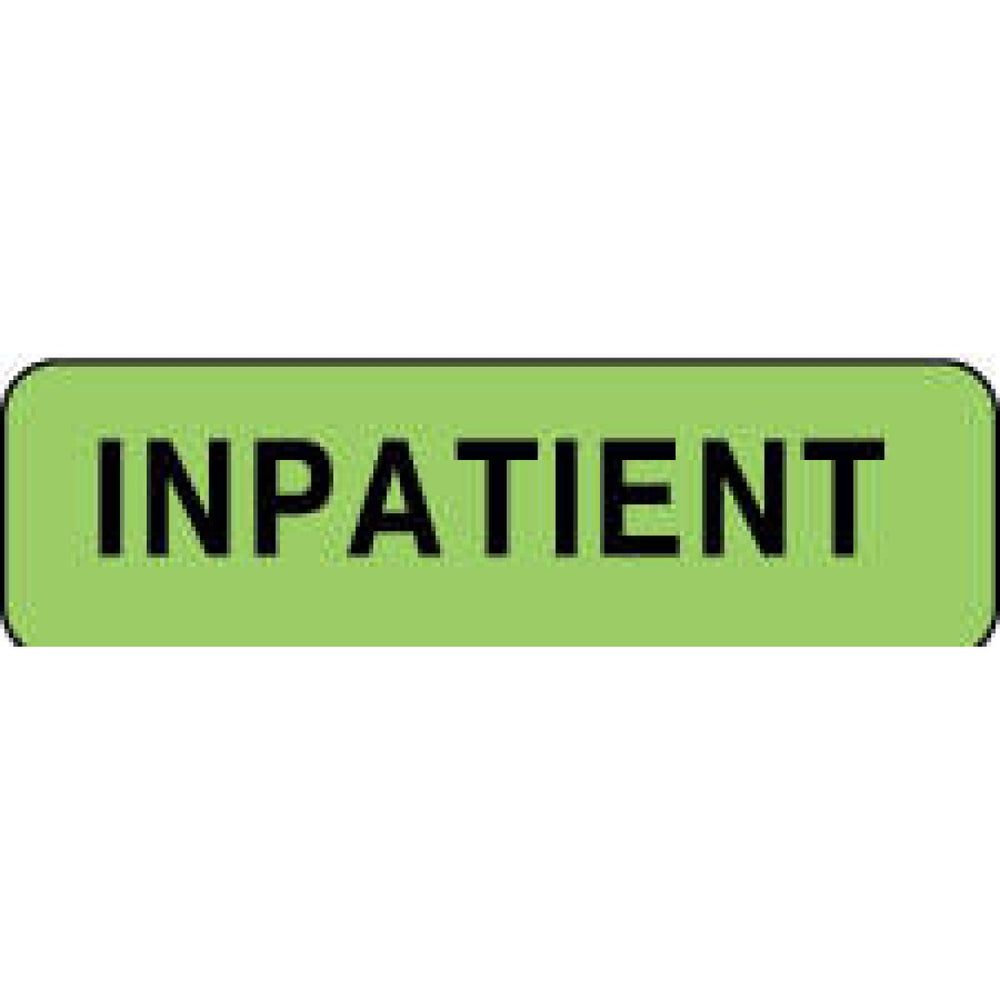 Label Paper Permanent Inpatient 1 1/4" X 3/8" Fl. Green 1000 Per Roll