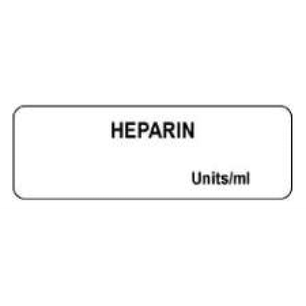 Anesthesia Label Paper Permanent Heparin Mg/Ml 1 1/2" X 1/2" White 1000 Per Roll