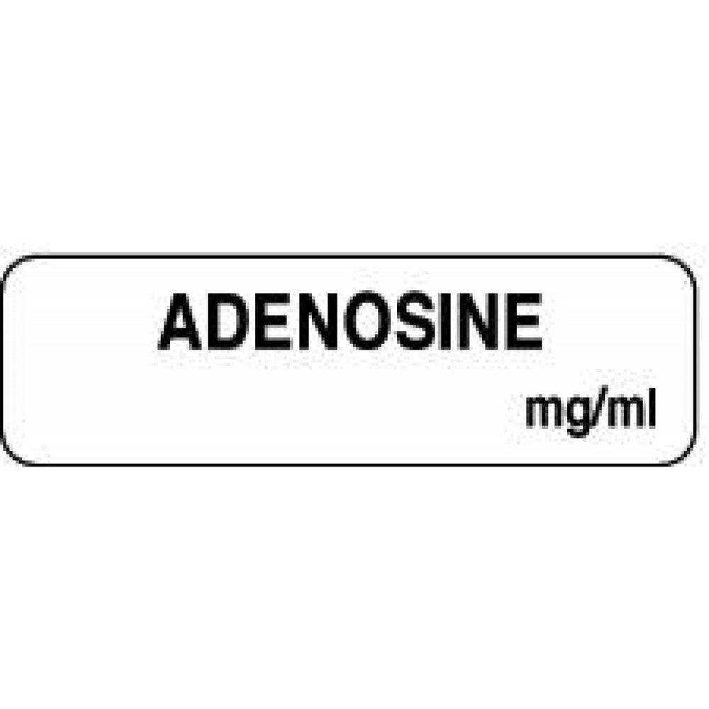 Anesthesia Label Paper Permanent Adenosine Mg/Ml 1 1/4" X 3/8" White 1000 Per Roll