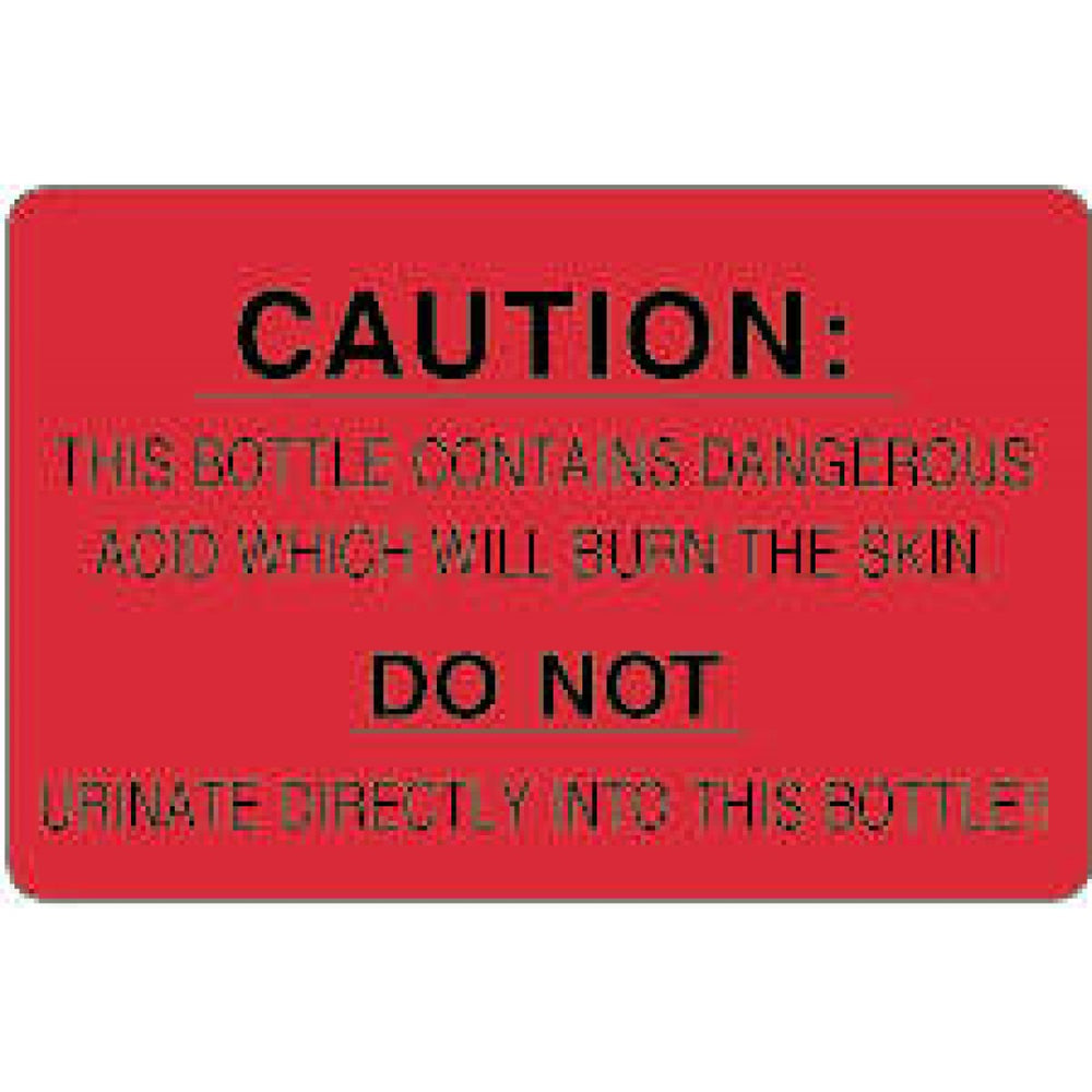 Label Paper Permanent Caution: This Bottle 4" X 2 5/8" Fl. Red 500 Per Roll