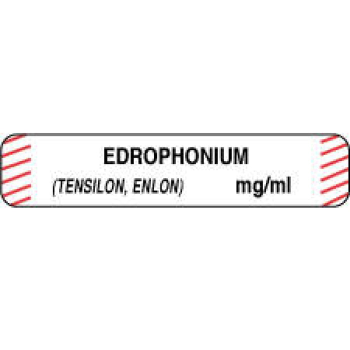 Anesthesia Label Paper Permanent Edrophonium (Tensilon, 1 1/2" X 1/3" White With Fl. Red 1000 Per Roll