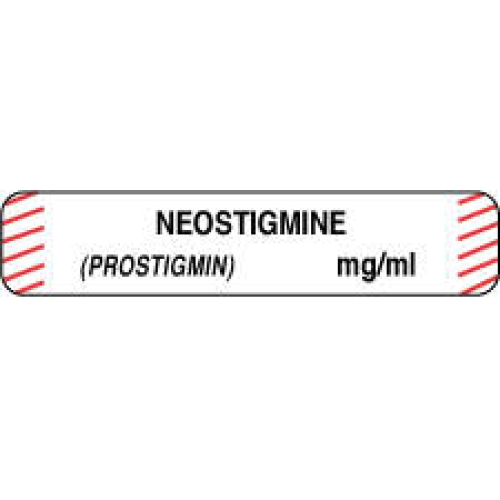 Anesthesia Label Paper Permanent Neostigmine 1 1/2" X 1/3" White With Fl. Red 1000 Per Roll