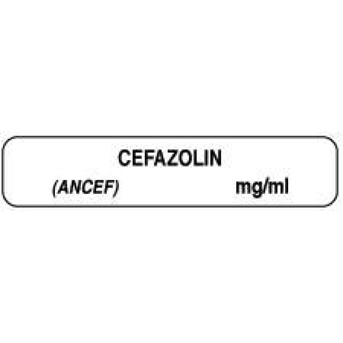 Anesthesia Label Paper Permanent Cefazolin (Ancef) 1 1/2" X 1/3" White 1000 Per Roll