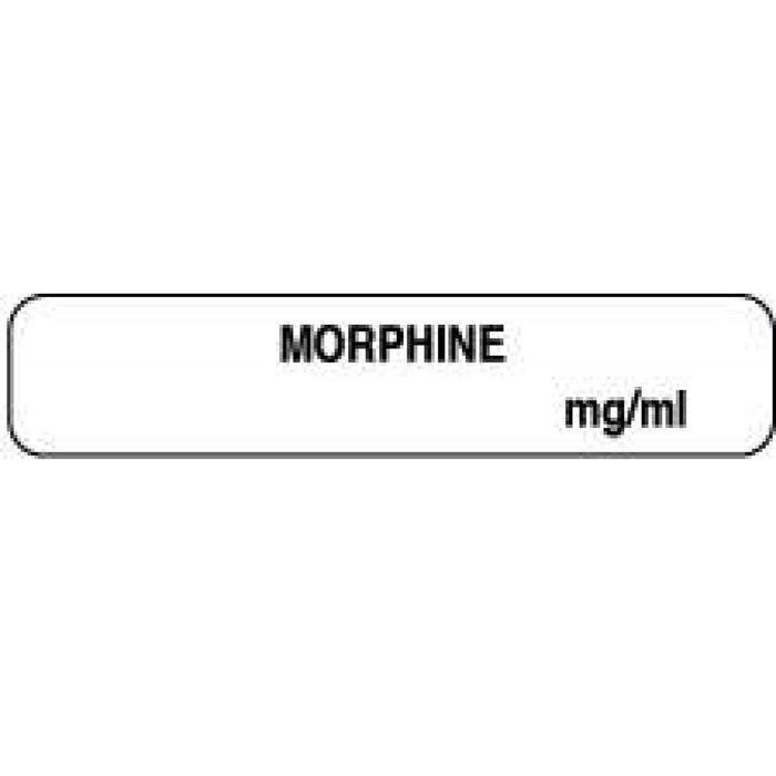 Anesthesia Label Paper Permanent Morphine Mg/Ml 1 1/2" X 1/3" White 1000 Per Roll