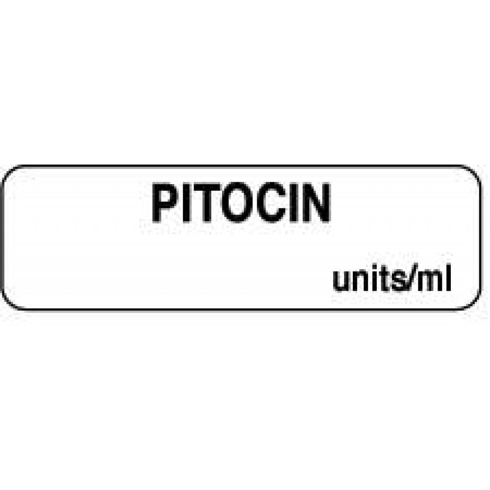 Anesthesia Label Paper Permanent Pitocin Units/Ml 1 1/4" X 3/8" White 1000 Per Roll