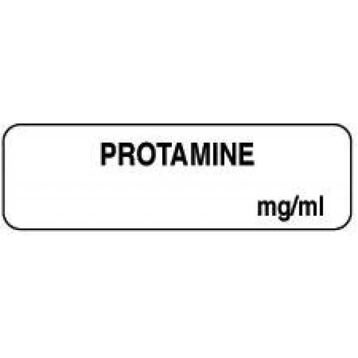 Anesthesia Label Paper Permanent Protamine Mg/Ml 1 1/4" X 3/8" White 1000 Per Roll