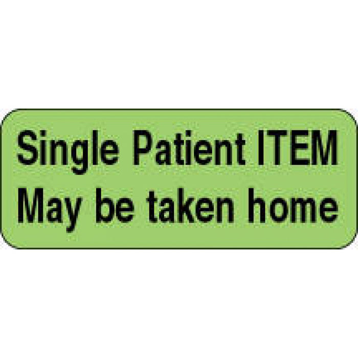 Label Paper Permanent Single Patient Item 2 1/4" X 7/8" Fl. Green 1000 Per Roll