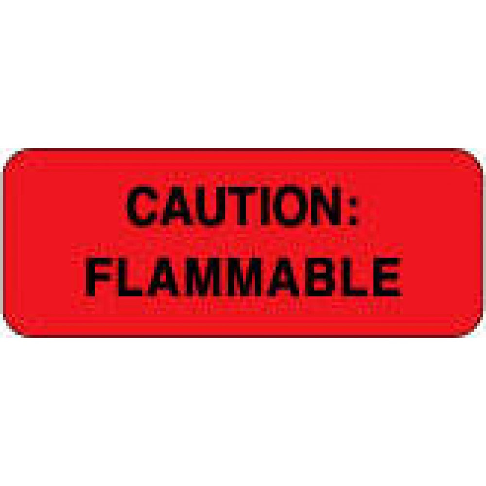 Label Paper Permanent Caution: Flammable 2 1/4" X 7/8" Fl. Red 1000 Per Roll