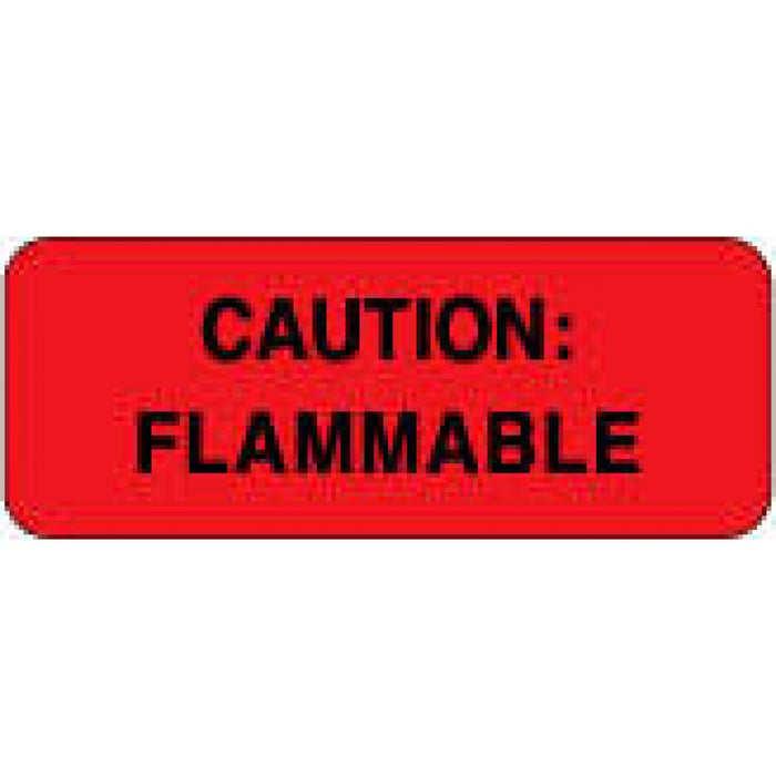 Label Paper Permanent Caution: Flammable 2 1/4" X 7/8" Fl. Red 1000 Per Roll