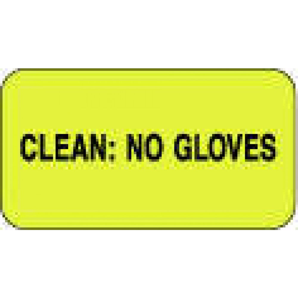 Label Paper Permanent Clean: No Gloves 1 5/8" X 7/8" Fl. Yellow 1000 Per Roll