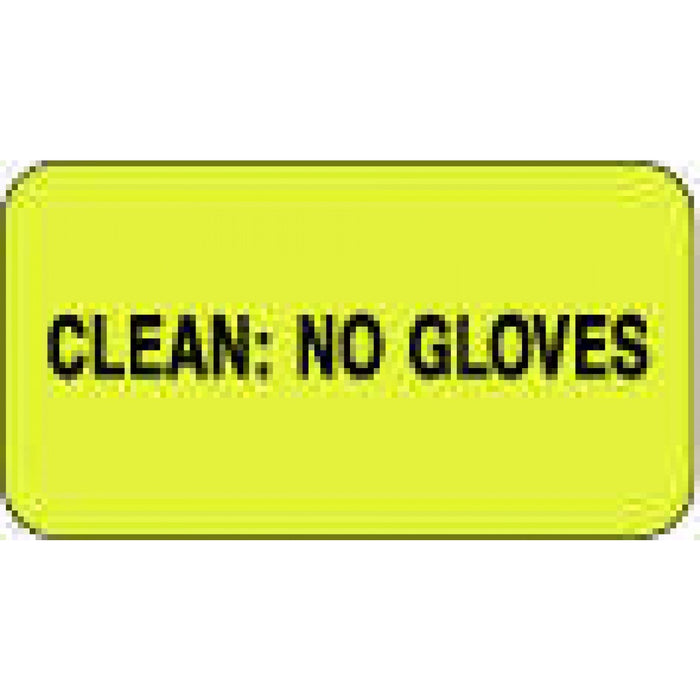 Label Paper Permanent Clean: No Gloves 1 5/8" X 7/8" Fl. Yellow 1000 Per Roll