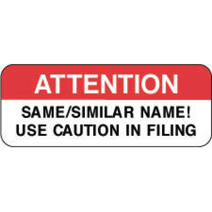 Label Paper Permanent Attention Same/Similar 2 1/4" X 7/8" White With Red 1000 Per Roll