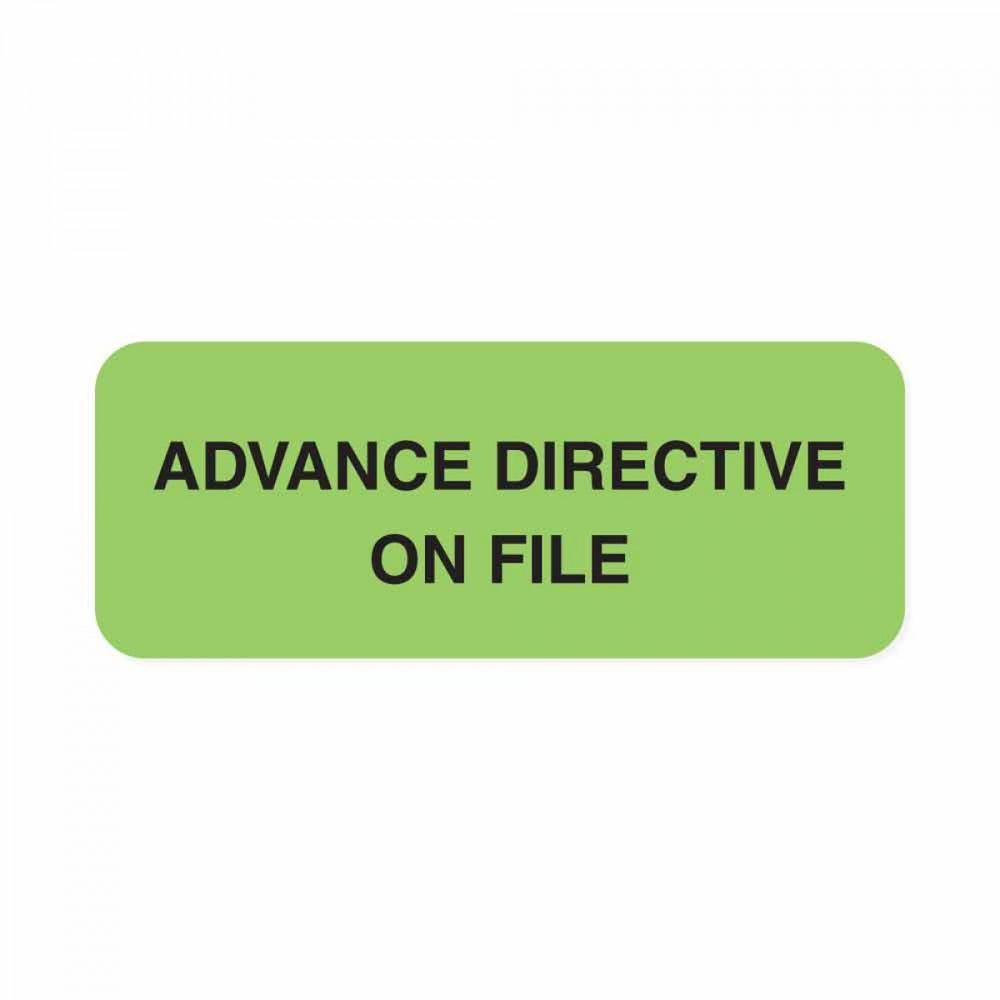 Label Paper Permanent Advance Directive On 2 1/4" X 7/8" Fl. Green 1000 Per Roll