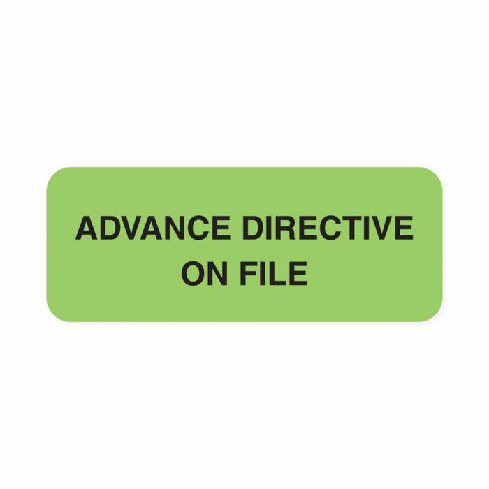 Label Paper Permanent Advance Directive On 2 1/4" X 7/8" Fl. Green 1000 Per Roll