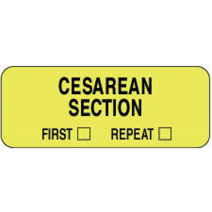 Label Paper Permanent Cesarean Section 2 1/4" X 7/8" Fl. Yellow 1000 Per Roll