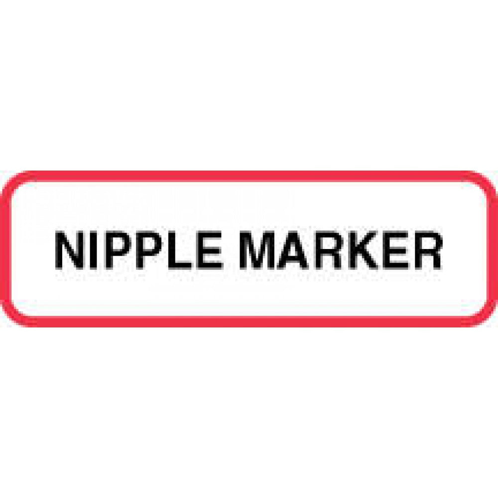 Label Paper Permanent Nipple Marker 1 1/4" X 3/8" White With Red 1000 Per Roll