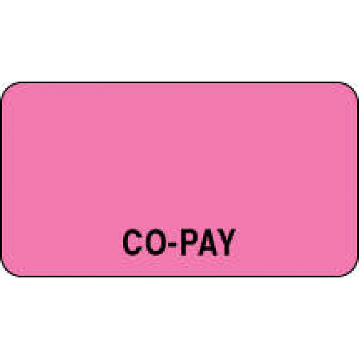 Label Paper Permanent Co-Pay 1 5/8" X 7/8" Fl. Pink 1000 Per Roll