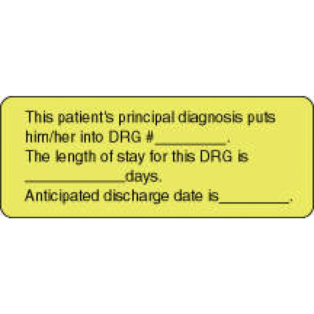 Label Paper Permanent This Patients 2 1/4" X 7/8" Fl. Yellow 1000 Per Roll