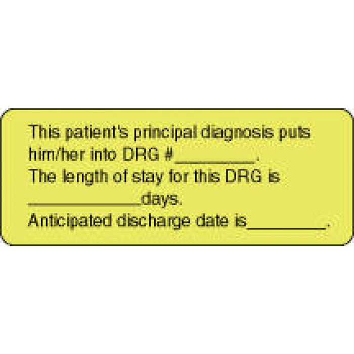 Label Paper Permanent This Patients 2 1/4" X 7/8" Fl. Yellow 1000 Per Roll