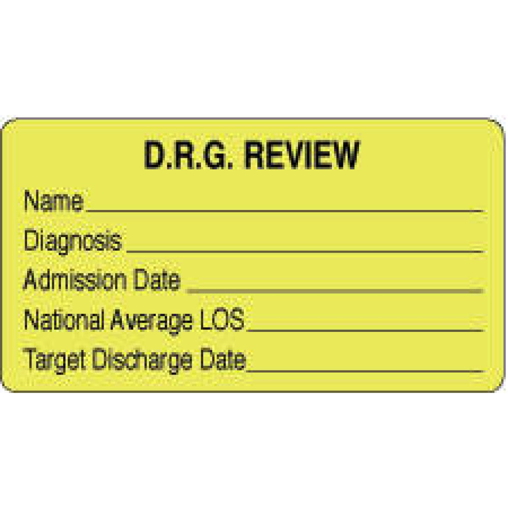 Label Paper Permanent D.R.G. Review 3" X 1 3/4" Fl. Yellow 500 Per Roll